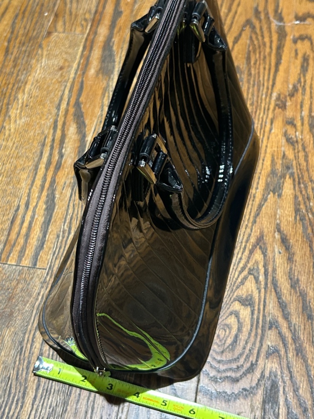 Black Patent Structured Women's Top-Handle Bag - Picture 13 of 13